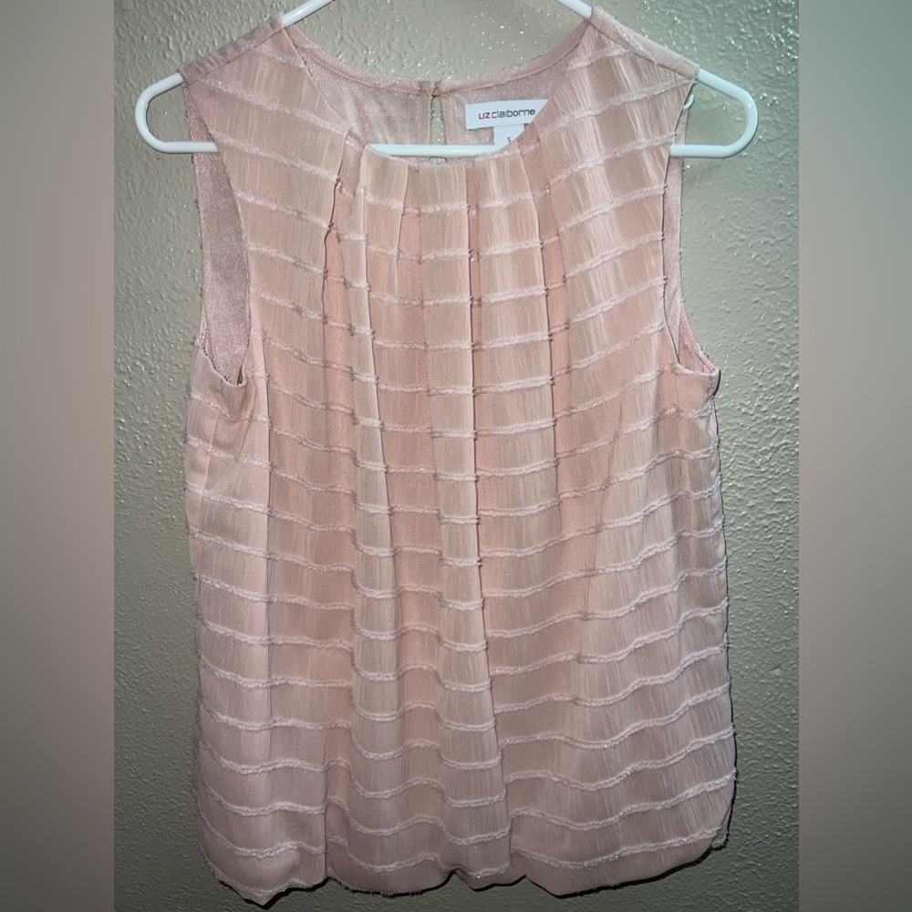 Liz Claiborne Womens Crew Neck Sleeveless Embellished Blouse